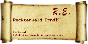 Recktenwald Ernő névjegykártya